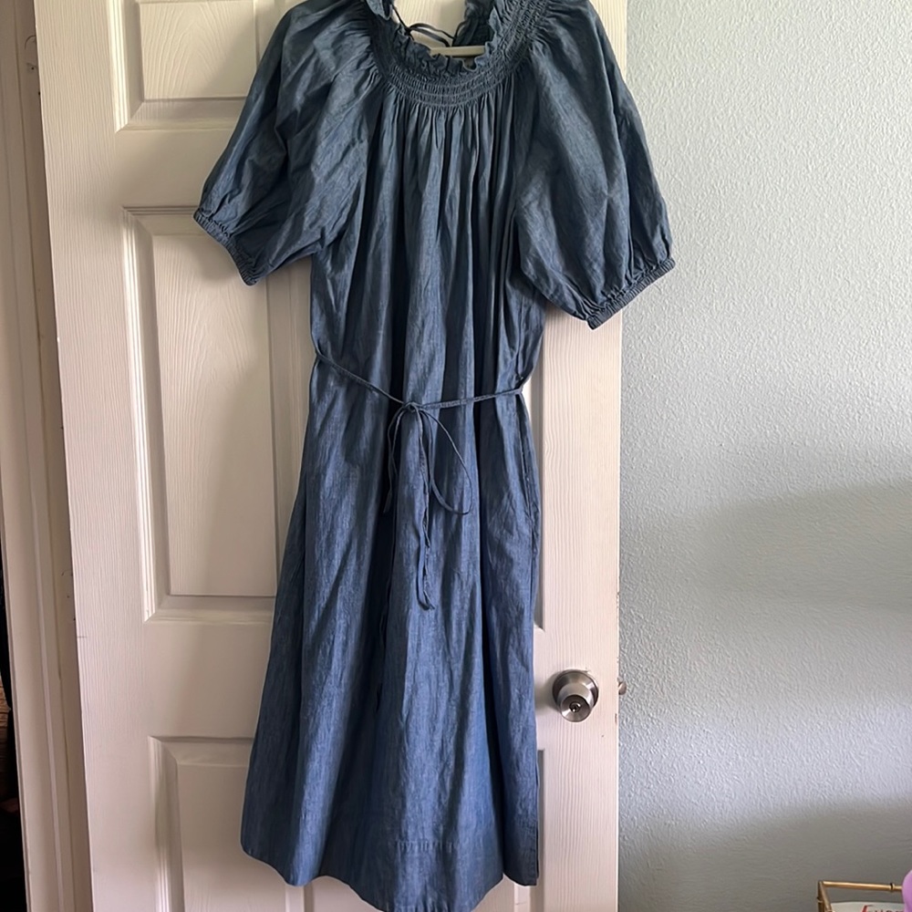 J.crew puff sleeve denim dress